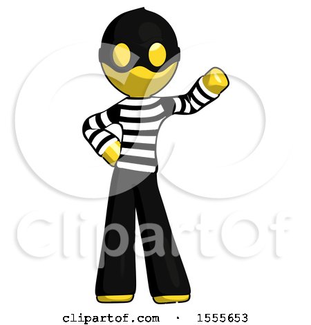 Yellow Thief Man Waving Left Arm with Hand on Hip by Leo Blanchette