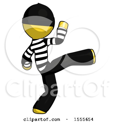 Yellow Thief Man Kick Pose by Leo Blanchette
