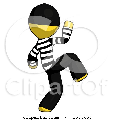 Yellow Thief Man Kick Pose Start by Leo Blanchette