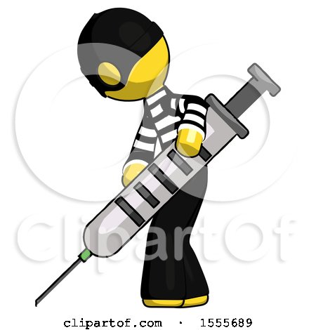 Yellow Thief Man Using Syringe Giving Injection by Leo Blanchette