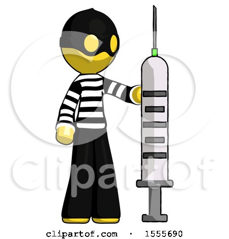 Yellow Thief Man Holding Large Syringe by Leo Blanchette