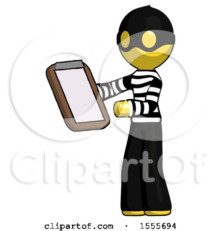 Yellow Thief Man Reviewing Stuff on Clipboard by Leo Blanchette