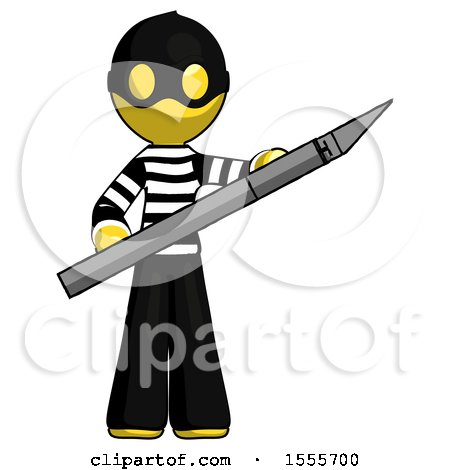 Yellow Thief Man Holding Large Scalpel by Leo Blanchette