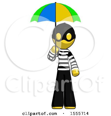 Yellow Thief Man Holding Umbrella Rainbow Colored by Leo Blanchette