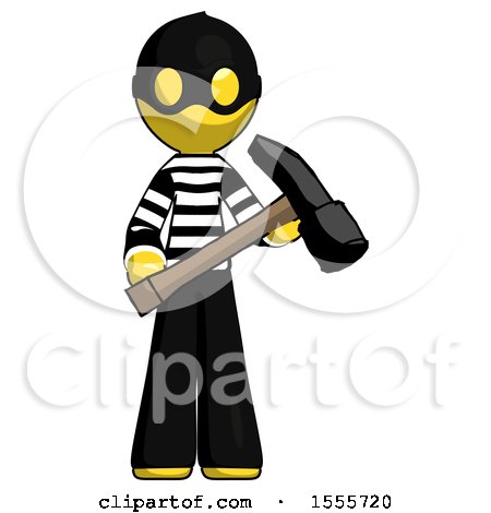 Yellow Thief Man Holding Hammer Ready to Work by Leo Blanchette