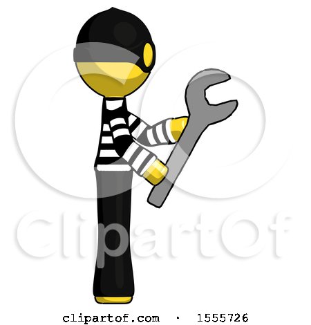 Yellow Thief Man Using Wrench Adjusting Something to Right by Leo Blanchette