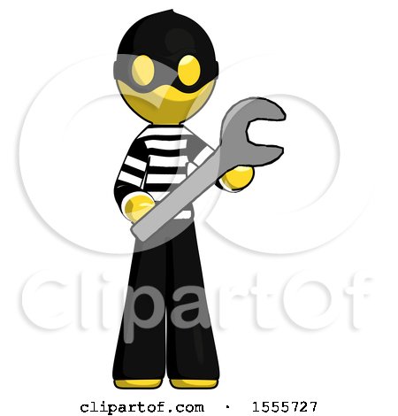 Yellow Thief Man Holding Large Wrench with Both Hands by Leo Blanchette