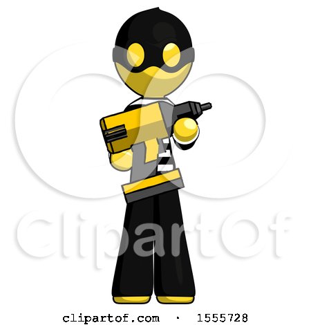 Yellow Thief Man Holding Large Drill by Leo Blanchette