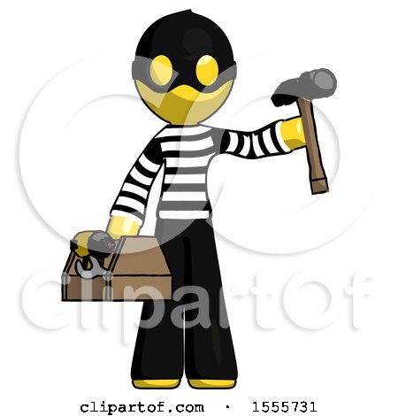 Yellow Thief Man Holding Tools and Toolchest Ready to Work by Leo Blanchette