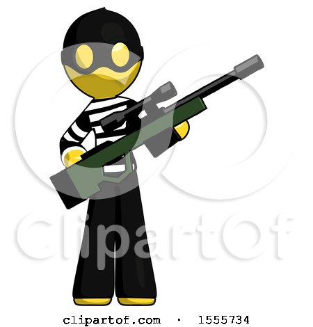 Yellow Thief Man Holding Sniper Rifle Gun by Leo Blanchette
