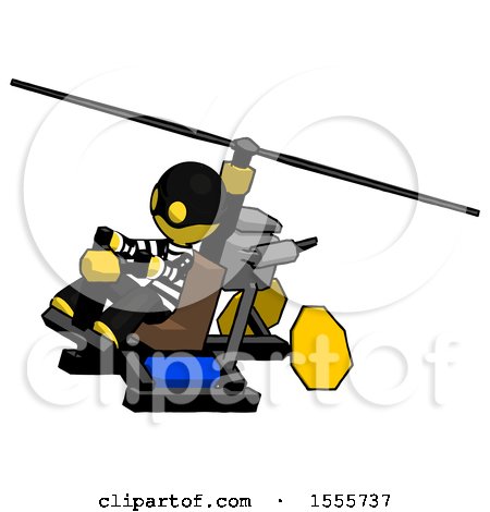 Yellow Thief Man Flying in Gyrocopter Front Side Angle Top View by Leo Blanchette