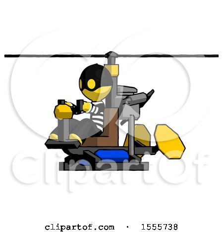 Yellow Thief Man Flying in Gyrocopter Front Side Angle View by Leo Blanchette