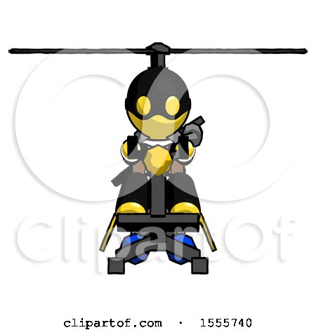 Yellow Thief Man Flying in Gyrocopter Front View by Leo Blanchette