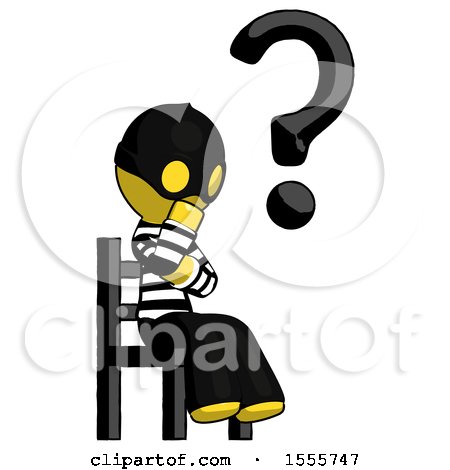 Yellow Thief Man Question Mark Concept, Sitting on Chair Thinking by Leo Blanchette