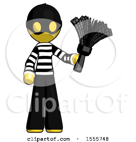 Yellow Thief Man Holding Feather Duster Facing Forward by Leo Blanchette