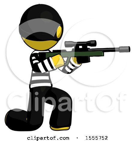 Yellow Thief Man Kneeling Shooting Sniper Rifle by Leo Blanchette