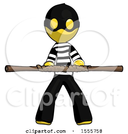Yellow Thief Man Bo Staff Kung Fu Defense Pose by Leo Blanchette