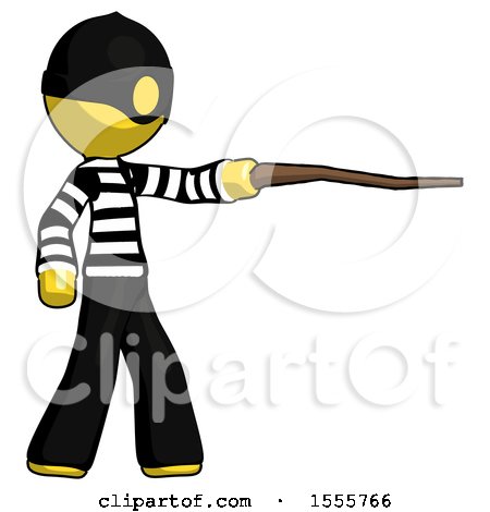 Yellow Thief Man Pointing with Hiking Stick by Leo Blanchette