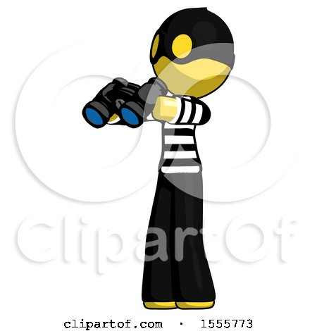 Yellow Thief Man Holding Binoculars Ready to Look Left by Leo Blanchette