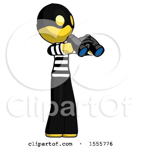 Yellow Thief Man Holding Binoculars Ready to Look Right by Leo Blanchette