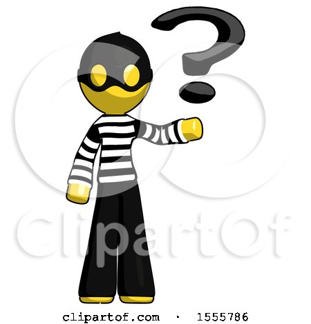 Yellow Thief Man Holding Question Mark to Right by Leo Blanchette