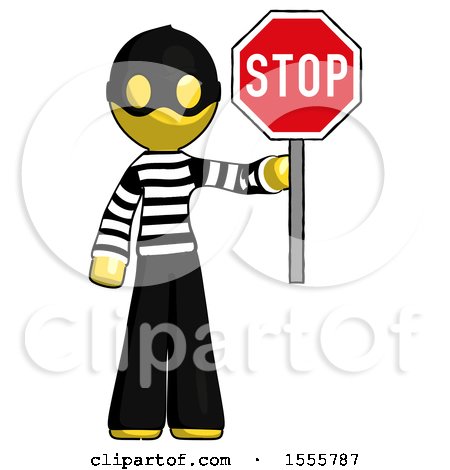 Yellow Thief Man Holding Stop Sign by Leo Blanchette