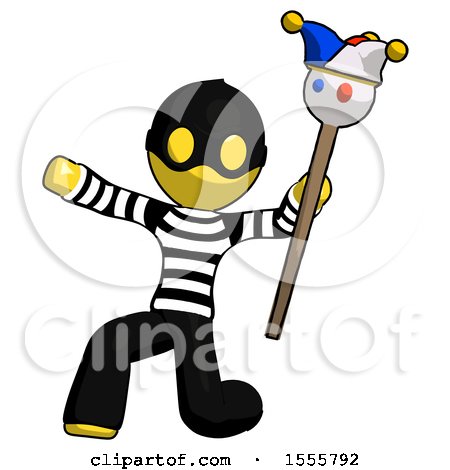 Yellow Thief Man Holding Jester Staff Posing Charismatically by Leo Blanchette