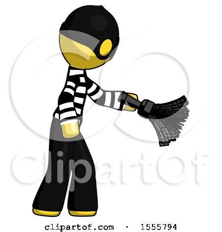 Yellow Thief Man Dusting with Feather Duster Downwards by Leo Blanchette