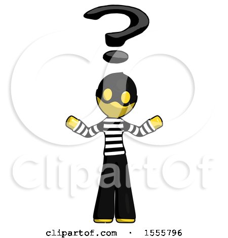 Yellow Thief Man with Question Mark Above Head, Confused by Leo Blanchette