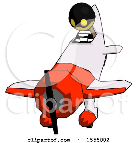 Yellow Thief Man in Geebee Stunt Plane Descending Front Angle View by Leo Blanchette