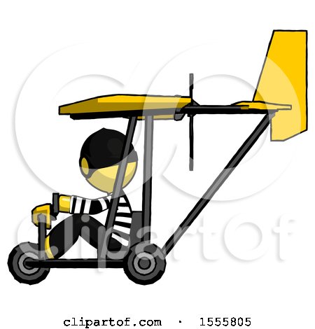 Yellow Thief Man in Ultralight Aircraft Side View by Leo Blanchette
