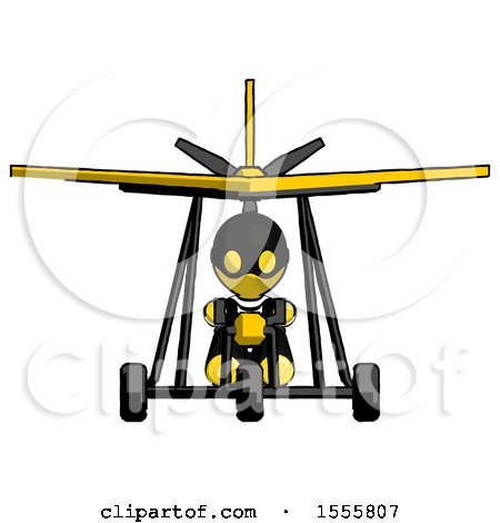 Yellow Thief Man in Ultralight Aircraft Front View by Leo Blanchette