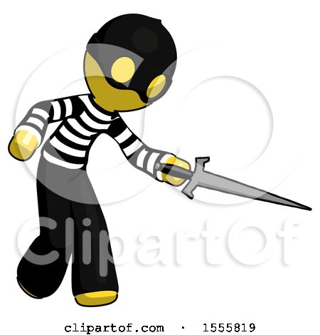 Yellow Thief Man Sword Pose Stabbing or Jabbing by Leo Blanchette