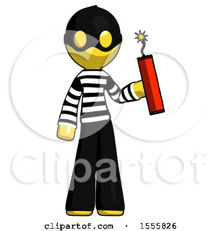 Yellow Thief Man Holding Dynamite with Fuse Lit by Leo Blanchette