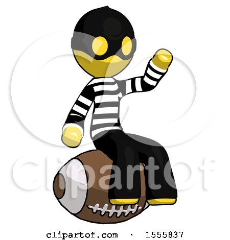 Yellow Thief Man Sitting on Giant Football by Leo Blanchette