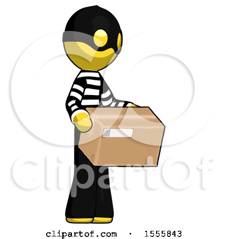 Yellow Thief Man Holding Package to Send or Recieve in Mail by Leo Blanchette
