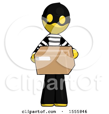 Yellow Thief Man Holding Box Sent or Arriving in Mail by Leo Blanchette