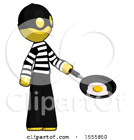 Yellow Thief Man Frying Egg in Pan or Wok Facing Right by Leo Blanchette