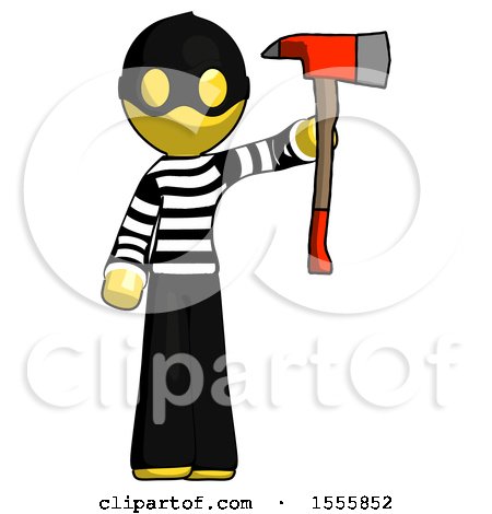 Yellow Thief Man Holding up Red Firefighter's Ax by Leo Blanchette