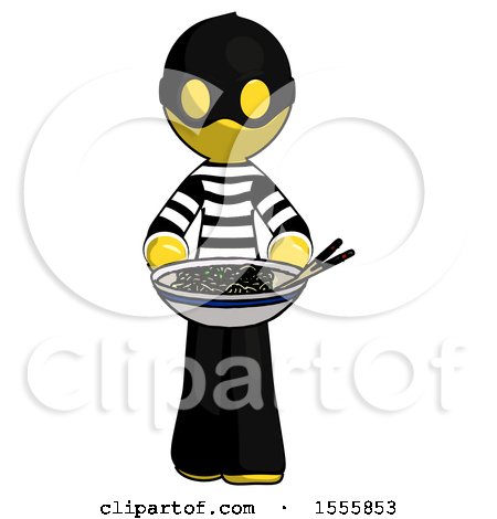Yellow Thief Man Serving or Presenting Noodles by Leo Blanchette