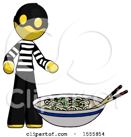 Yellow Thief Man and Noodle Bowl, Giant Soup Restaraunt Concept by Leo Blanchette