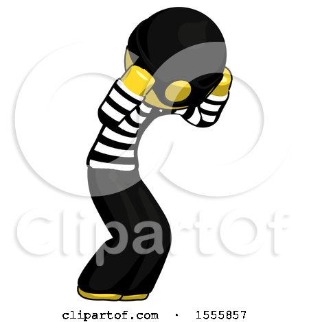 Yellow Thief Man with Headache or Covering Ears Turned to His Right by Leo Blanchette