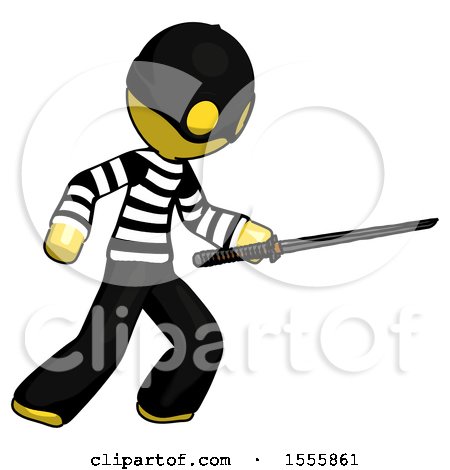 Yellow Thief Man Stabbing with Ninja Sword Katana by Leo Blanchette