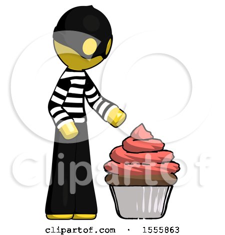 Yellow Thief Man with Giant Cupcake Dessert by Leo Blanchette