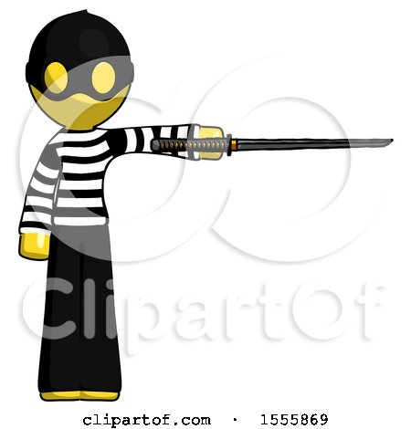 Yellow Thief Man Standing with Ninja Sword Katana Pointing Right by Leo Blanchette