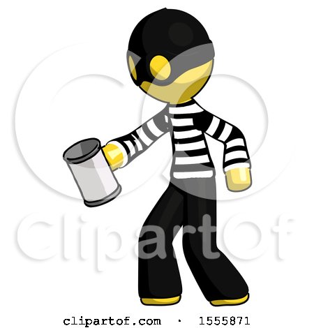 Yellow Thief Man Begger Holding Can Begging or Asking for Charity Facing Left by Leo Blanchette