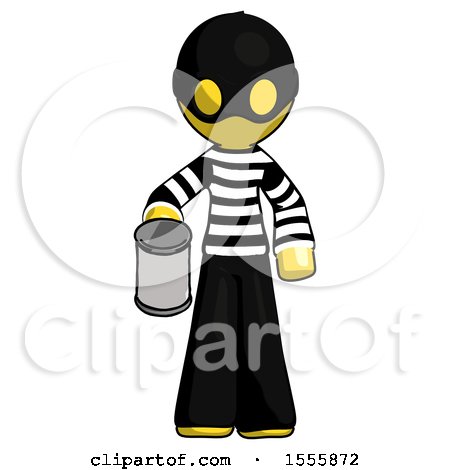 Yellow Thief Man Begger Holding Can Begging or Asking for Charity by Leo Blanchette