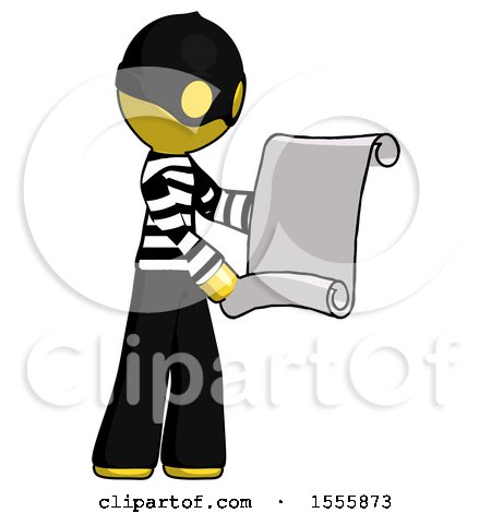 Yellow Thief Man Holding Blueprints or Scroll by Leo Blanchette