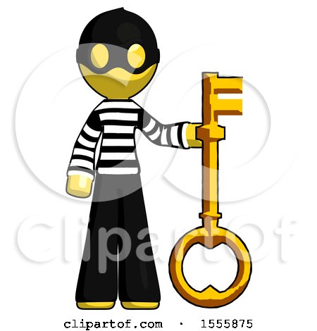Yellow Thief Man Holding Key Made of Gold by Leo Blanchette