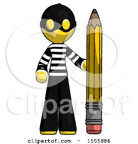 Yellow Thief Man with Large Pencil Standing Ready to Write by Leo Blanchette